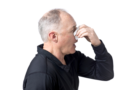 old man suffering sinusitis
